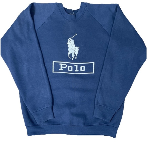 Vintage Crewneck Sweatshirt Polo Logo Fruit Of The Loom 80S 90S USA Size XL - Picture 1 of 6